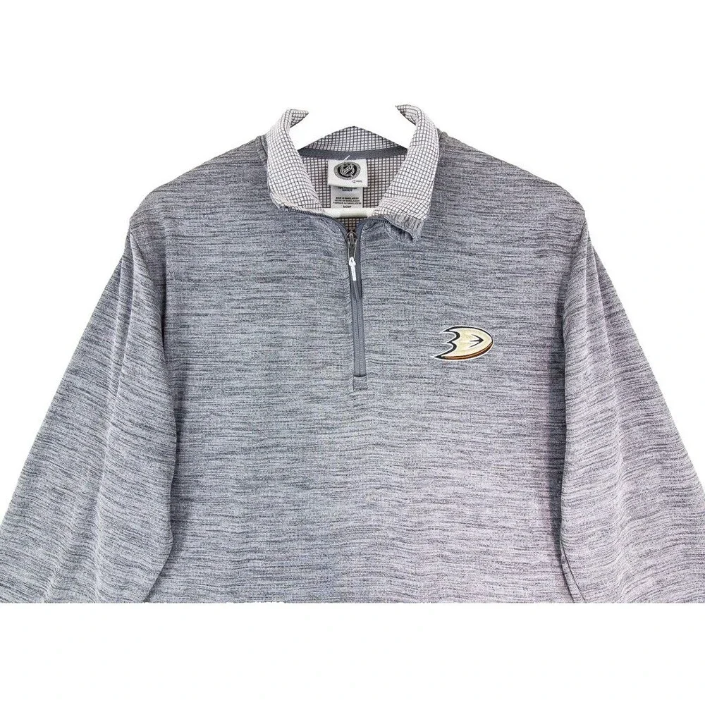 NHL Anaheim Ducks Pullover Sweater 1/4 Zip Men's Size Small Gray